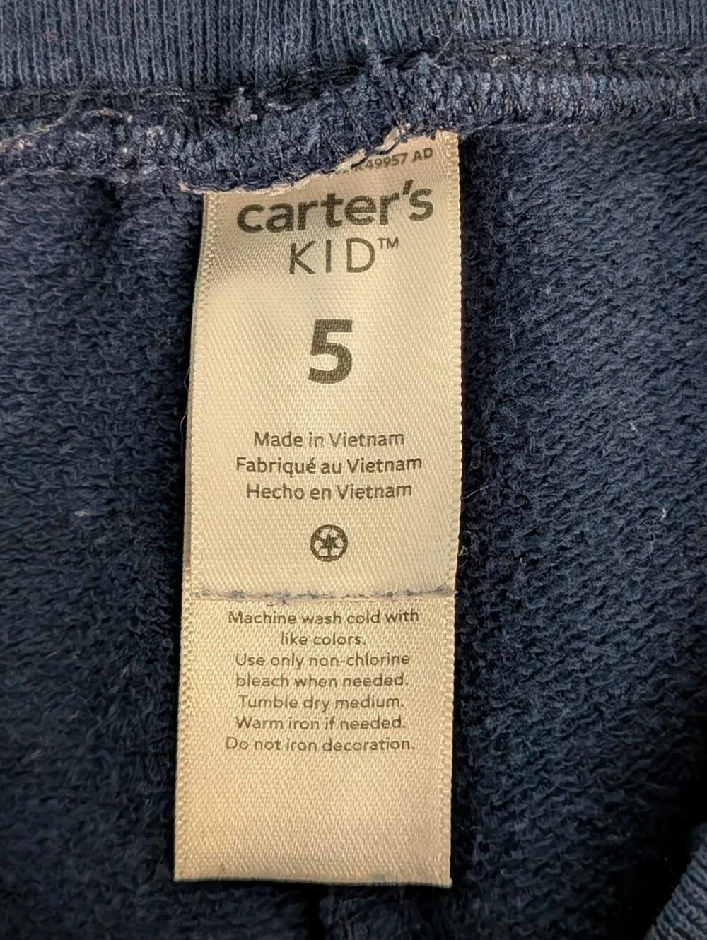 Carter's kids navy blue terry joggers size 5